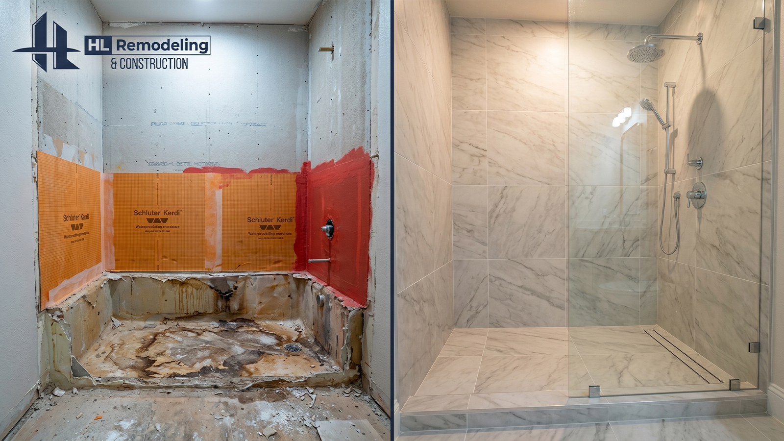 Tub to Shower Remodel Before After