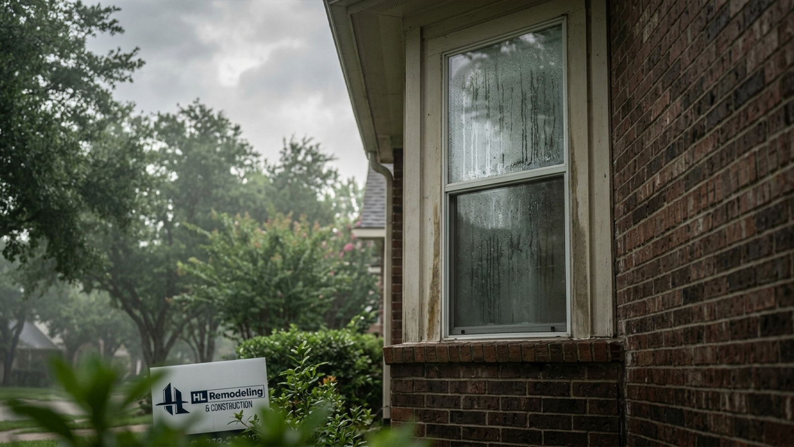 Condensation on a Houston home's window illustrates humidity risk driving bathroom waterproofing needs Condensation on a Houston home's window illustrates humidity risk driving bathroom waterproofing needs