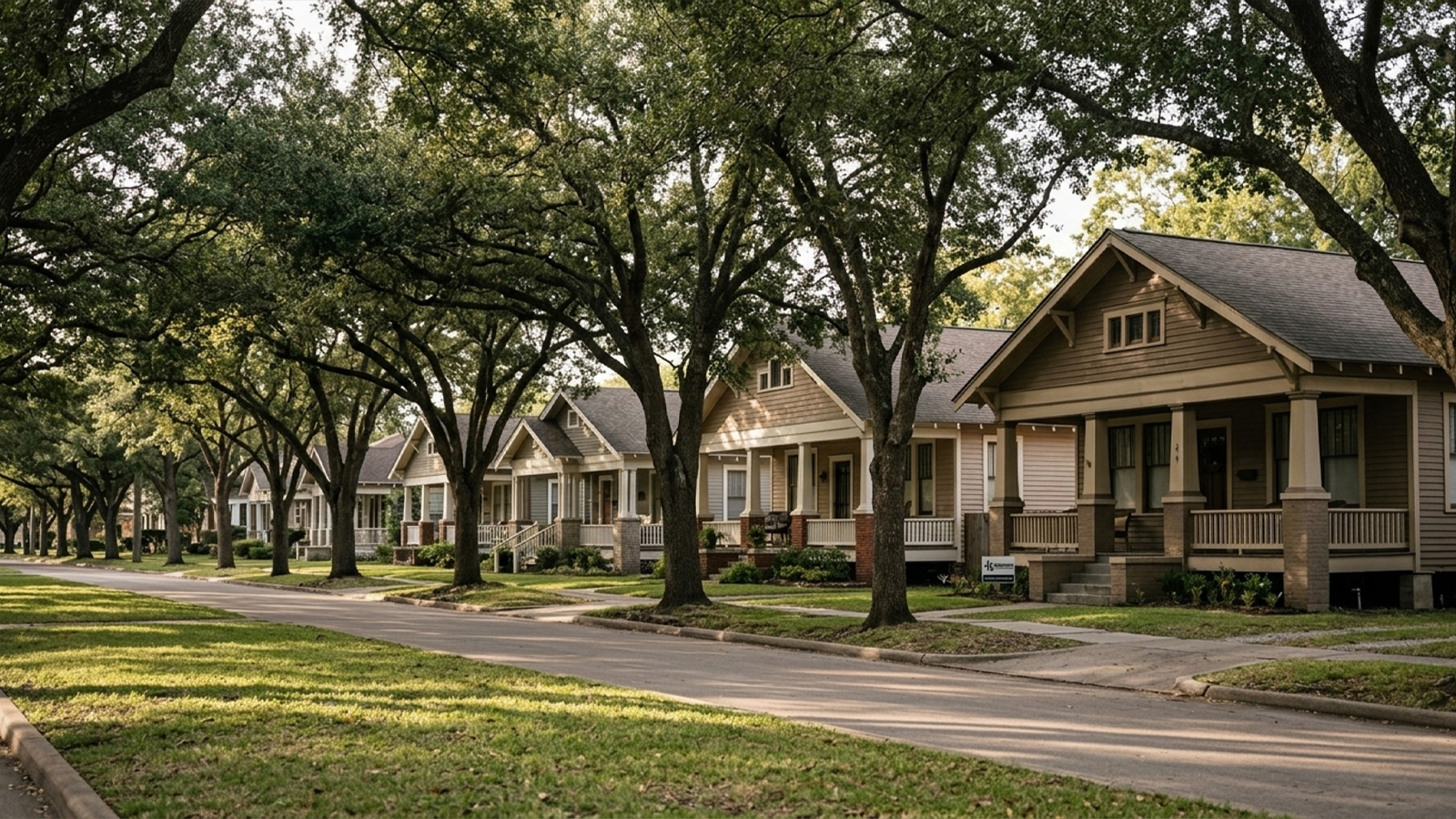 Craftsman bungalows with pier and beam foundations along Heights Boulevard in the Houston Heights Historic District Craftsman bungalows with pier and beam foundations along Heights Boulevard in the Houston Heights Historic District